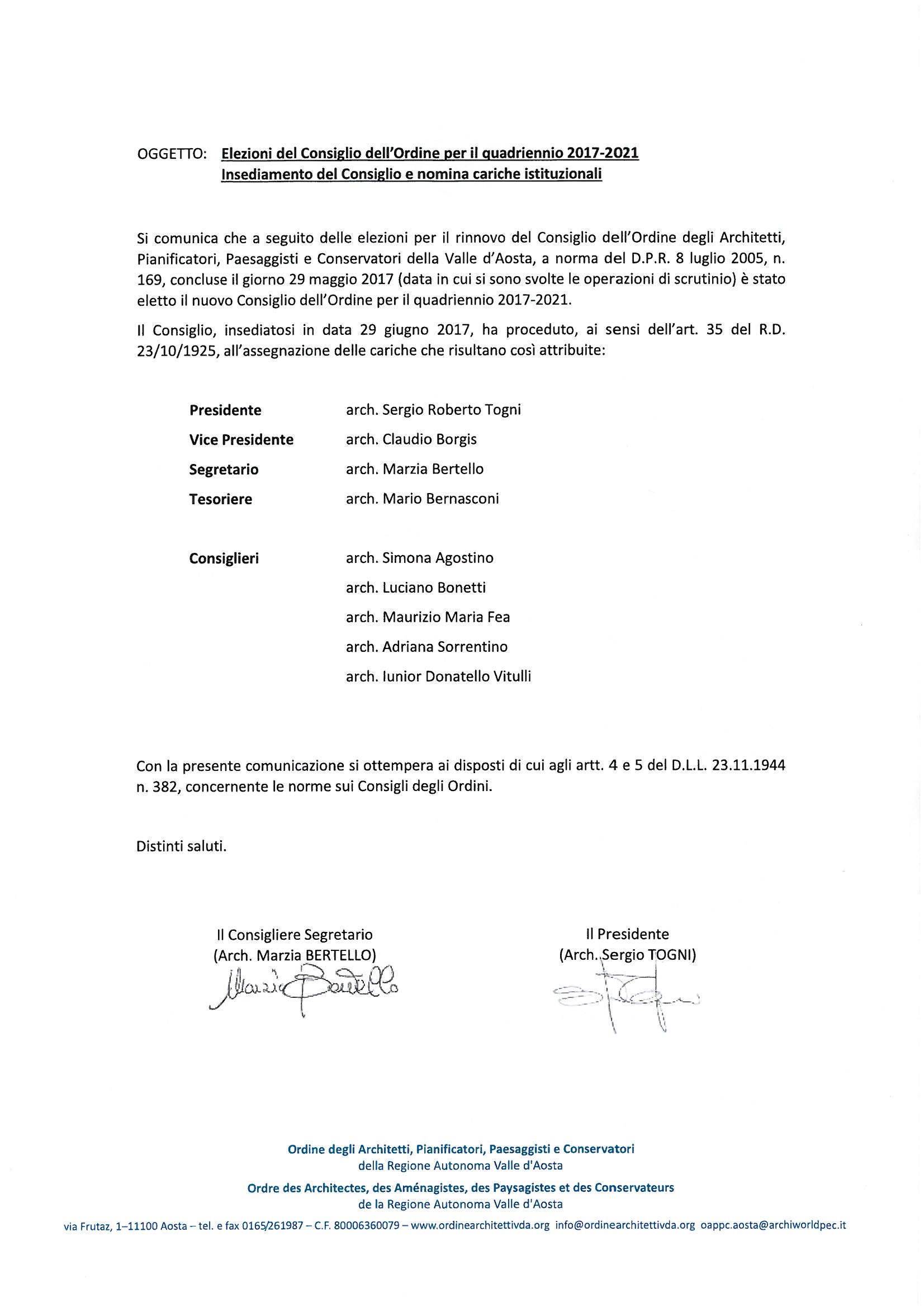 Insediamento direttivo sito